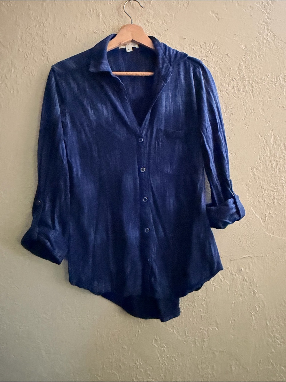 cloth & stone Navy Blue Button-Down Shirt